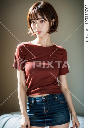 AI生成画像【人物】ショートヘアの女性 105356765