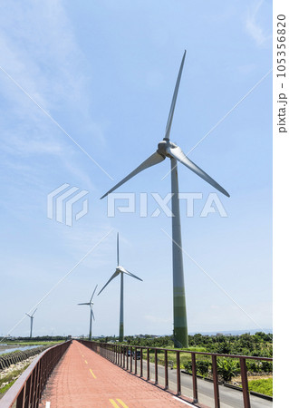 The wind power plant, energy systems, and renewable energy are on the west coast of Taiwan. The wind power plant, energy systems, and renewable energy are on the west coast of Taiwan. 105356820