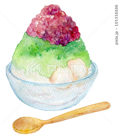 宇治金時　かき氷　水彩イラスト 105356886