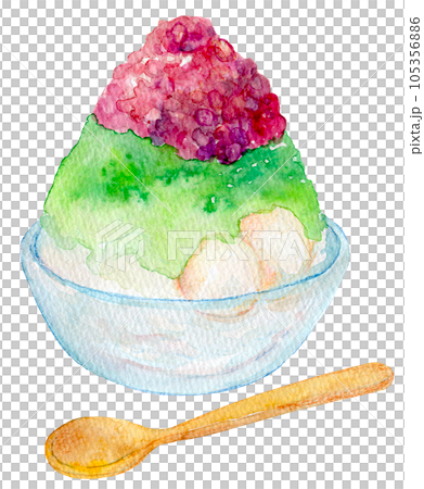 宇治金時　かき氷　水彩イラスト 105356886