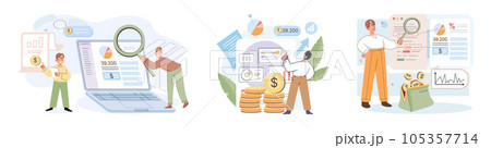 People analysis budget. Calculate financial plan of save income and expense management. Company budget allocation for business or project management. Effective and smart budgeting, education People analysis budget. Calculate financial plan of save income and expense management. Company budget allocation for business or project management. Effective and smart budgeting, education 105357714