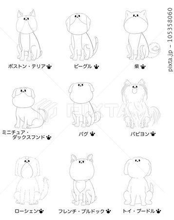 かわいい小型犬イラストセット 105358060