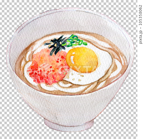 明太とろろ　うどん　水彩イラスト 105358062