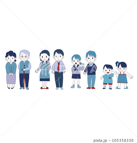 色々な世代の人々のイラスト 105358330