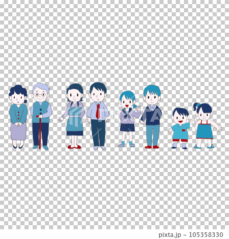 色々な世代の人々のイラスト 105358330