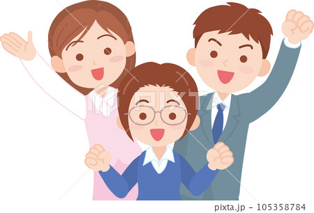 会社員_笑顔で元気そうな若い会社員男女3人_上半身 105358784
