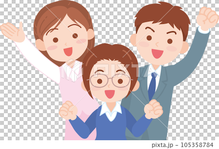会社員_笑顔で元気そうな若い会社員男女3人_上半身 105358784