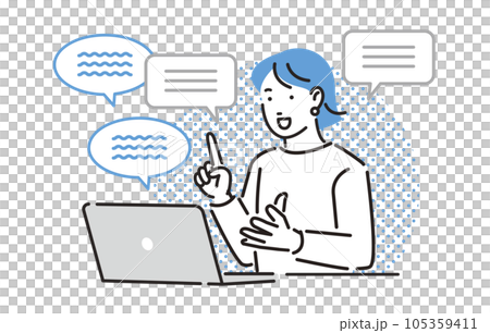 Woman having an online conversation Woman having an online conversation 105359411