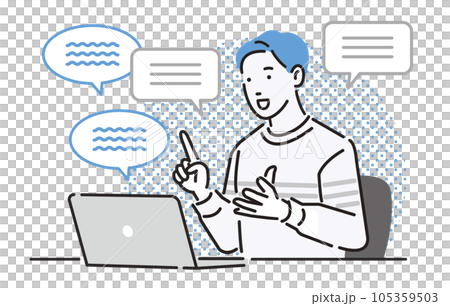 A man who has a conversation online 105359503