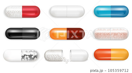 Realistic Pill Capsules Set 105359712