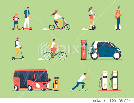 Eco Transport Flat Color Set 105359778