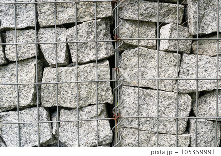 Gabion Stone Fence, Retaining Wall Gabion Baskets, Stones in Wire Mesh, Modern Garden Gravel Border Gabion Stone Fence, Retaining Wall Gabion Baskets, Stones in Wire Mesh, Modern Garden Gravel Border 105359991