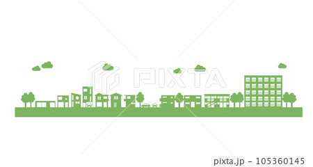 住宅街を描いた街並みのシルエットのイラスト 105360145