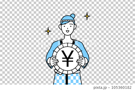 An image of foreign exchange gains and a strong yen, a woman wearing a summer festival happi coat 105360182