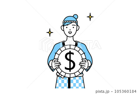 為替差益やドル高のイメージ、夏祭りの法被を着た女性 105360184