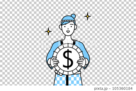 為替差益やドル高のイメージ、夏祭りの法被を着た女性 105360184