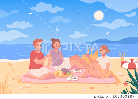 Beach Activities Cartoon 105360287