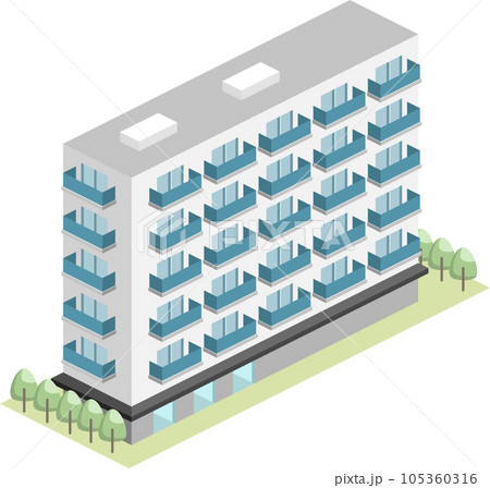 シンプルなマンションのイラスト シンプルなマンションのイラスト 105360316