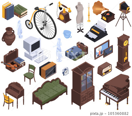 Antique Goods Icon Set Antique Goods Icon Set 105360882