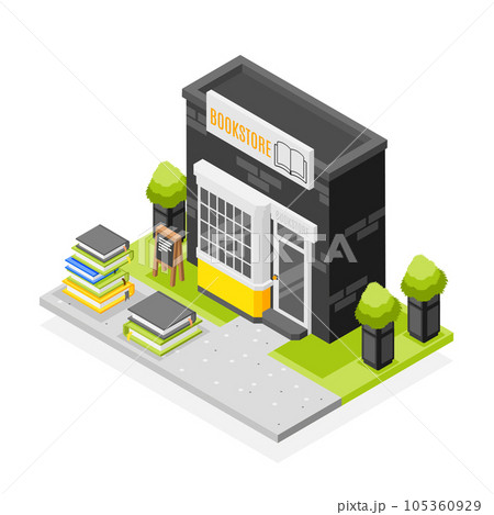 Book Store Isometric Composition 105360929