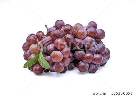 bunch of red grapes  isolated on white background 105360950