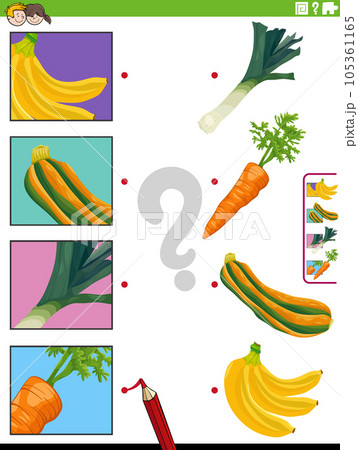 match fruit and vegetables and clippings educational activity 105361165