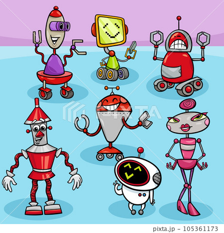 cartoon funny robots and droids characters group 105361173