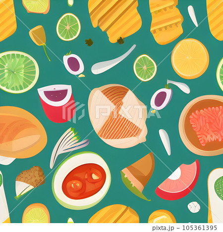 Food vegetable random pattern seamless,...のイラスト素材 [105361395] - PIXTA