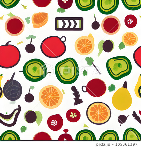 Food vegetable random pattern seamless, abstract element vintage design wallpaper  105361397