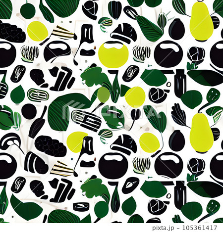 Food vegetable random pattern seamless, abstract element vintage design wallpaper  105361417