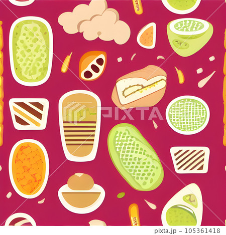 Food vegetable random pattern seamless, abstract element vintage design wallpaper  105361418