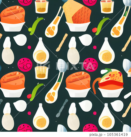 Food vegetable random pattern seamless,...のイラスト素材 [105361419] - PIXTA