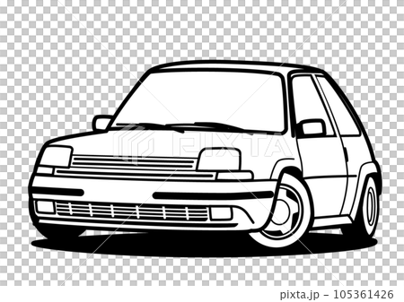 懷舊法國緊湊型著色書風格汽車插畫 105361426
