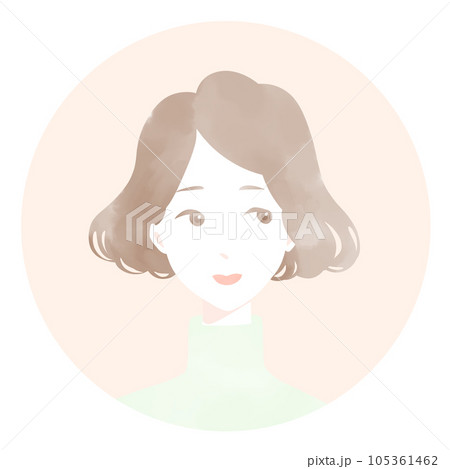 主線なし　オレンジ色の丸　女性のイラスト 105361462