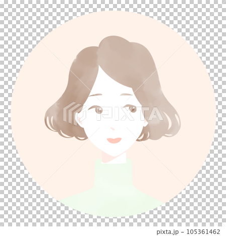 主線なし　オレンジ色の丸　女性のイラスト 105361462