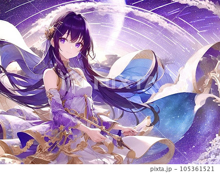 紫髪 ロング ドレスのイラスト素材 [105361521] - PIXTA