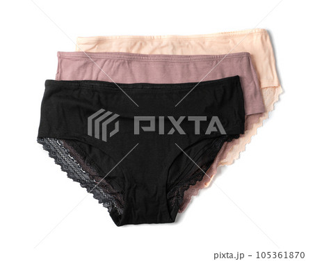 New Panties Isolated, Simple Cotton Underwear, Color Woman Pants, Panty, Underpants on White New Panties Isolated, Simple Cotton Underwear, Color Woman Pants, Panty, Underpants on White 105361870