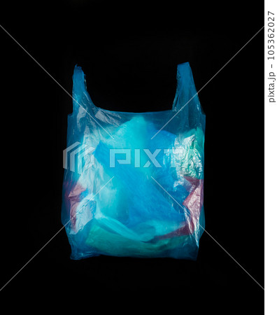 Many Plastic Bags on Brown Background. Crumpled Plastic Bag after Shopping, Cellophane Packaging Waste 105362027