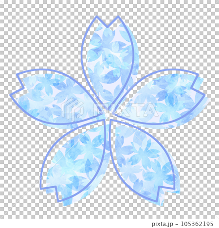 Illustration material, watercolor, cherry blossoms made from cherry blossom petals, hand-painted, blue Illustration material, watercolor, cherry blossoms made from cherry blossom petals, hand-painted, blue 105362195
