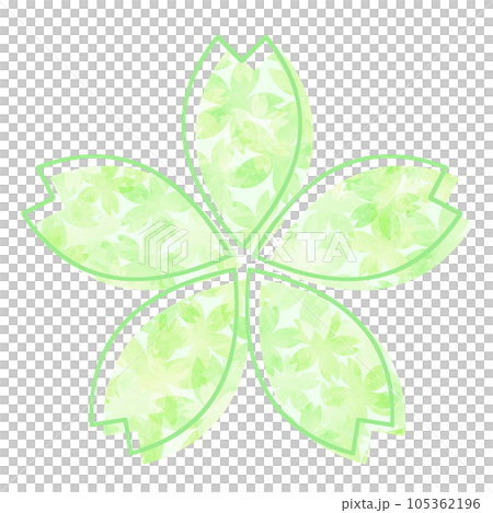 Illustration material, watercolor, cherry blossoms made from cherry blossom petals, hand-painted, green Illustration material, watercolor, cherry blossoms made from cherry blossom petals, hand-painted, green 105362196