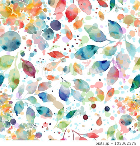 Leaves colored watercolor seamless pattern. Vector illustration 105362578