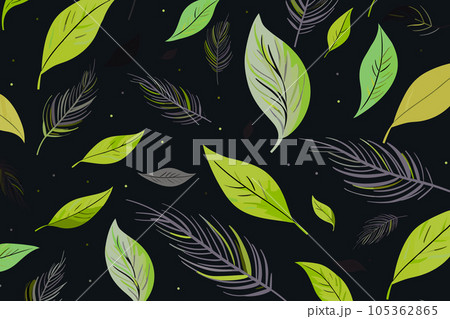 ラフなタッチの植物のイラスト。北欧風の 葉っぱのイラスト。 ラフなタッチの植物のイラスト。北欧風の 葉っぱのイラスト。 105362865