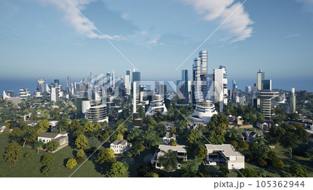 Futuristic green city concept, 3d render Futuristic green city concept, 3d render 105362944