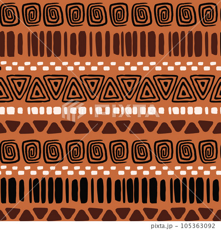 Ethnic tribal seamless pattern with native doodle hand drawn elements. Ethnic tribal seamless pattern with native doodle hand drawn elements. 105363092