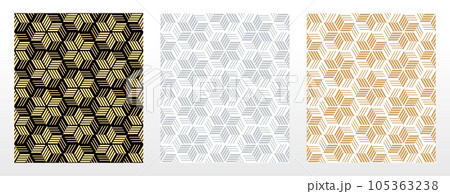 Set of abstract geometric patterns. Seamless vector backgrounds. Colored ornaments Graphic modern patterns Simple lattice graphic design Set of abstract geometric patterns. Seamless vector backgrounds. Colored ornaments Graphic modern patterns Simple lattice graphic design 105363238