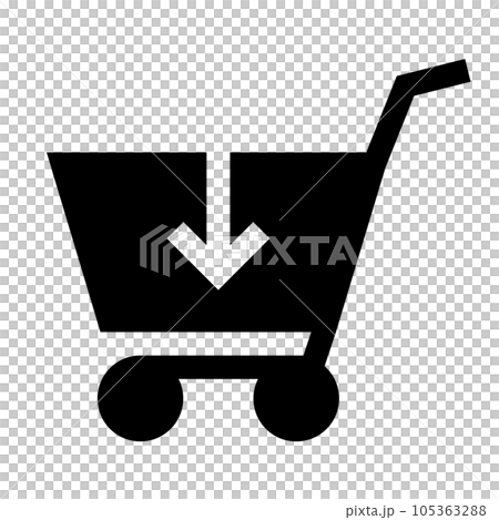 Filled style icon representing e-commerce, cart 105363288