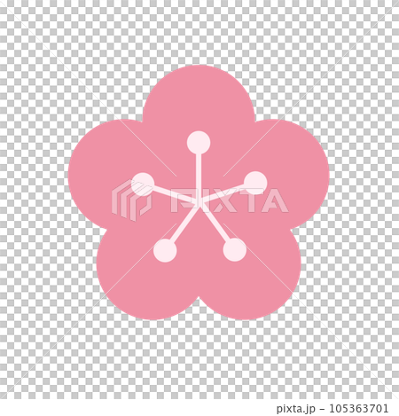 シンプルなピンクの梅の花のアイコン シンプルなピンクの梅の花のアイコン 105363701