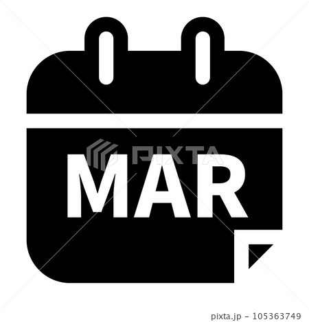 月、3月を表す塗りつぶしスタイルのアイコン 月、3月を表す塗りつぶしスタイルのアイコン 105363749