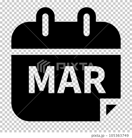 月、3月を表す塗りつぶしスタイルのアイコン 月、3月を表す塗りつぶしスタイルのアイコン 105363749