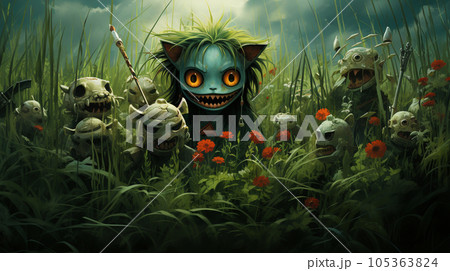 ハロウィンの夜の草むらや森に潜む魑魅魍魎達
